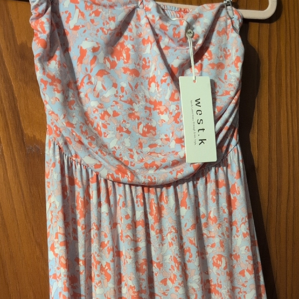 Coral and Grey Maxi Dress